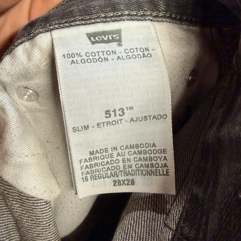Levis 513 Slim Straight Jeans Mens 31x29 Gray Mid Rise Denim